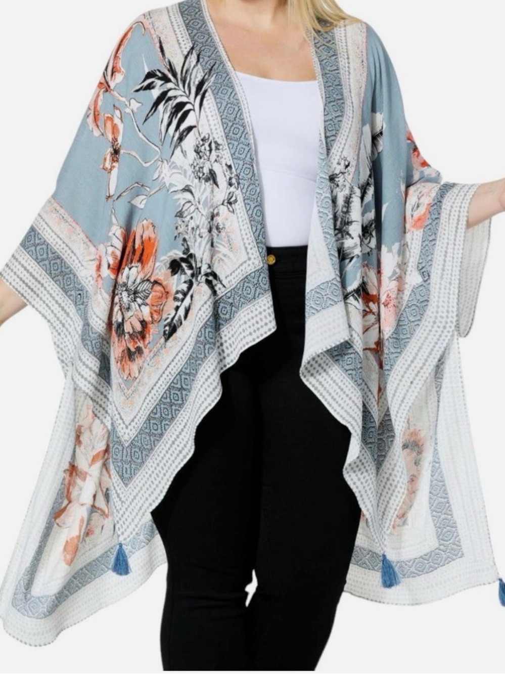 Vince Camuto Tropical Blooms Ruana Kimono